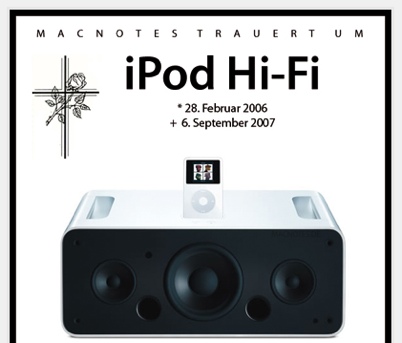 MACNOTES.DE  Betthupferl: Macnotes trauert um den iPod Hi-Fi